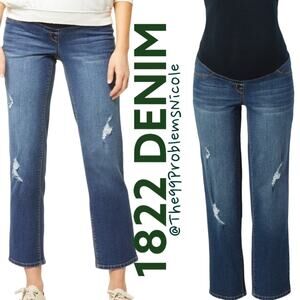1822 Re:denim Over The Bump Ankle Straight Leg Maternity Jeans In Ralph